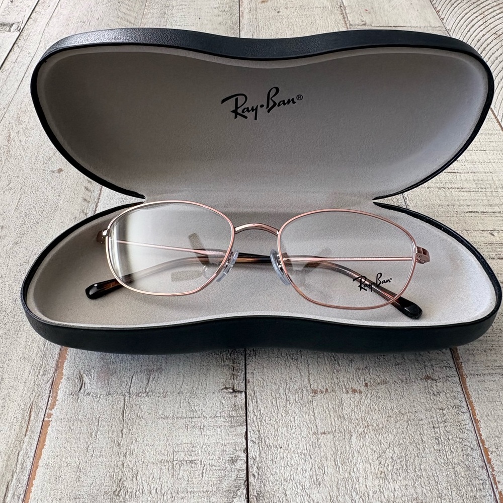 Ray-Ban Copper Metal Eyeglasses with Black Case. Prescription compatible